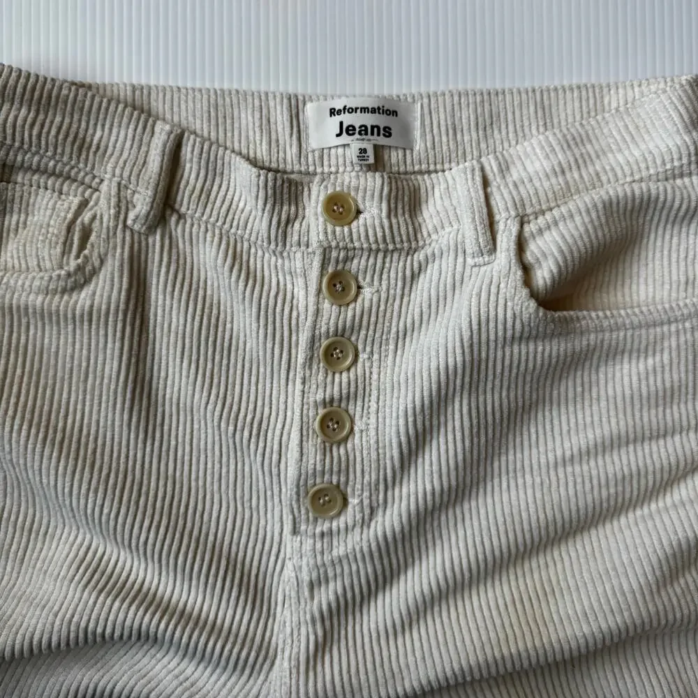 Reformation Cynthia Corduroy Pants 28 Cream Straight Cozy Nostalgic Retro Ivy - Picture 12 of 16